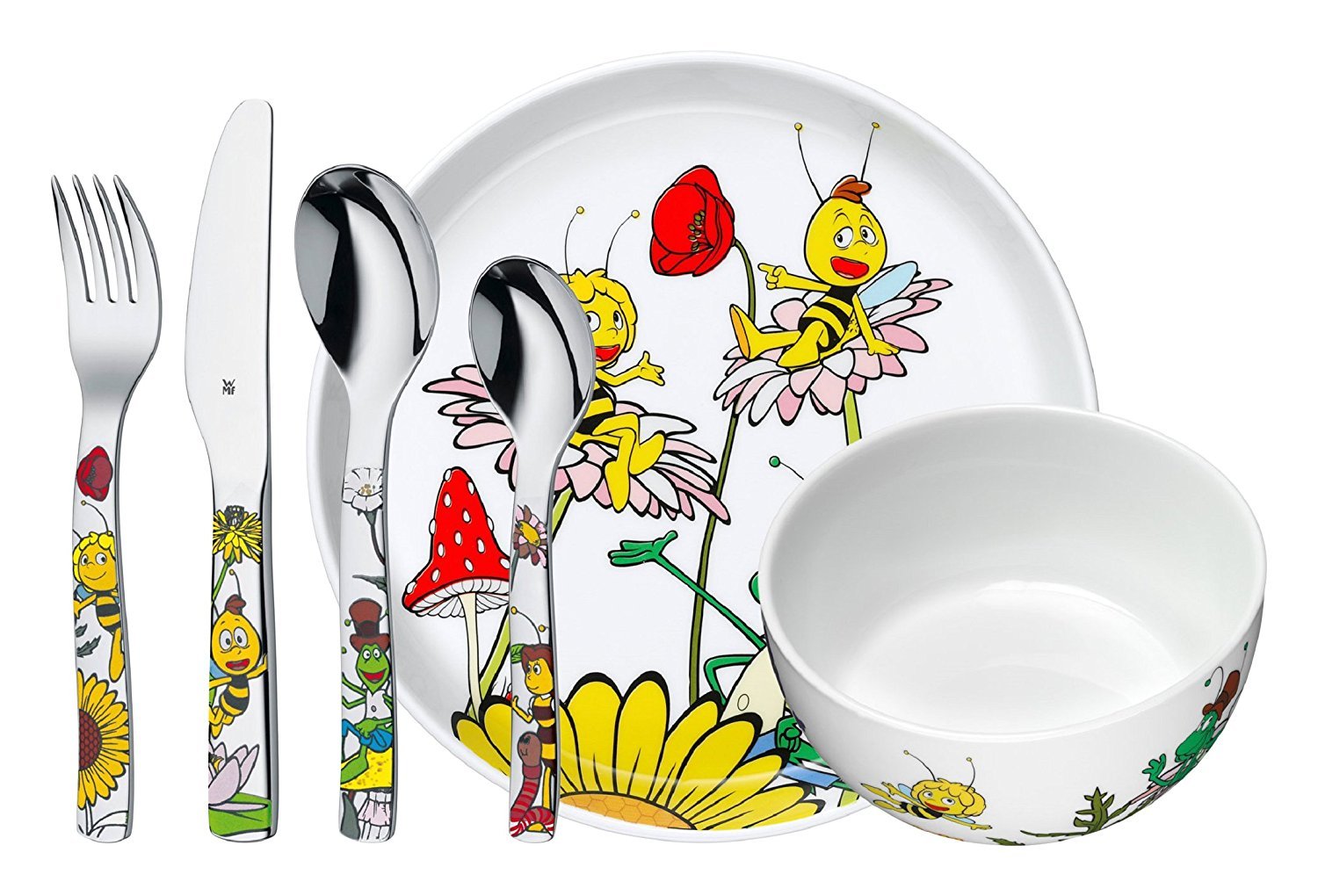 WMF Maya The Bee Cromargan Children's Crockery Set, Multi-Colour, 6-Piece