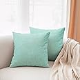 All Smiles Outdoor Pillow Covers 16x16 for Patio Outside Furniture Aqua Mint Teal Accent Cushion Solid Aquamarine Case Daybed Couch Sofa Bed Home Decoration