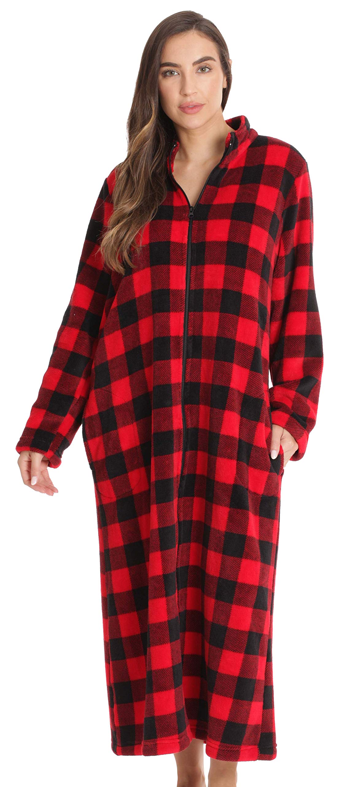 Just Love Women's Plus Size Long Plush Zipper Lounger Robe 3X,Buffalo Plaid Red 801129364178 | eBay