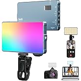 Selfie Camera Phone Light with Metal Hotshoe & Clip, 135 LED CRI 96+ 2500K-9900K 4000mAh RGB Video Light for iPhone, Cameras, Selfie, Video Conference, TikTok Live Streaming, Gifts for Men & Women