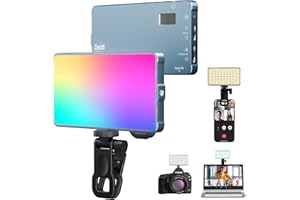ZECTI Selfie Camera Phone Light with Metal Hotshoe & Clip, 135 LED CRI 96+ 2500K-9900K 4000mAh RGB Video Light for Laptops, Cameras, Selfie, Video Conference, TikTok Live Streaming, Filming