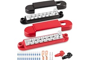 AIKYCIU 12V 150A Power Distribution Block, 1/4" Marine Bus Bar, Red and Black, Battery Terminal Block for Boat Automotive Solar Wiring