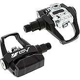 BV Bike Pedals with Toe Clips, Compatible with Shimano SPD or Look Delta 9/16'' - Peloton Pedals for Regular Shoes - Toe Cage