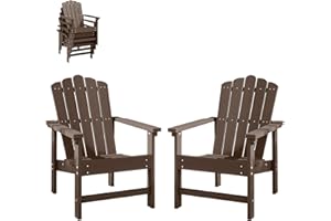 ACUEL Stackable Adirondack Chairs Set of 2, Weather-Resistant Outdoor Patio Seating, Low Maintenance Poly Lumber Chairs for Porch, Deck, Garden, Fire Pit (Brown)