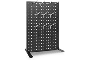 Uppcasir Pegboard Display Stand for Craft Shows, Metal Jewelry and Key Ring Retail Display Racks With 10 Hooks for Selling Ac
