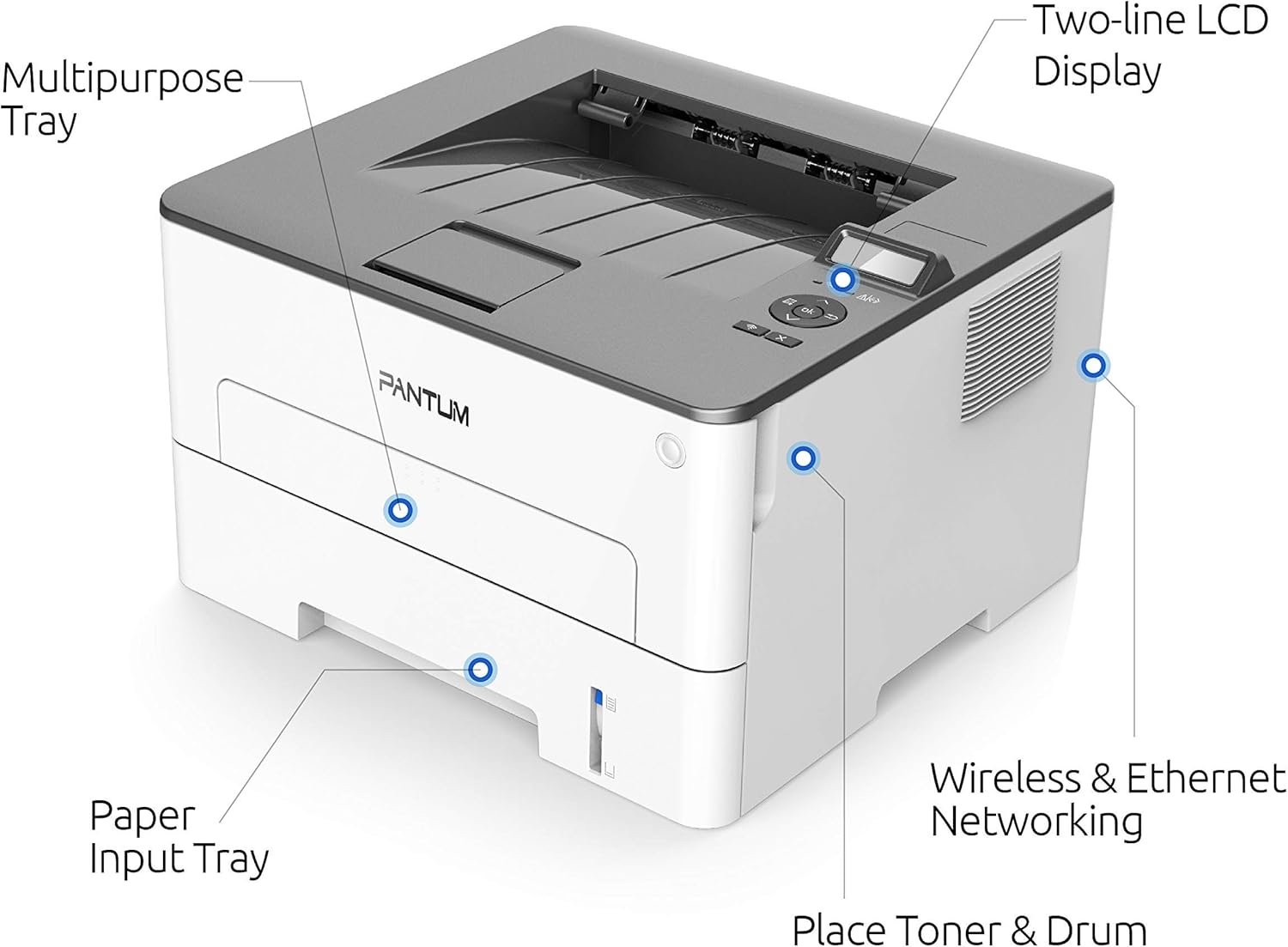 Pantum P3012DW Monochrome Laser Printer, Wireless Printing & Auto Two-Sided Printing for Home and Small Office Use (V4G09B): Electronics