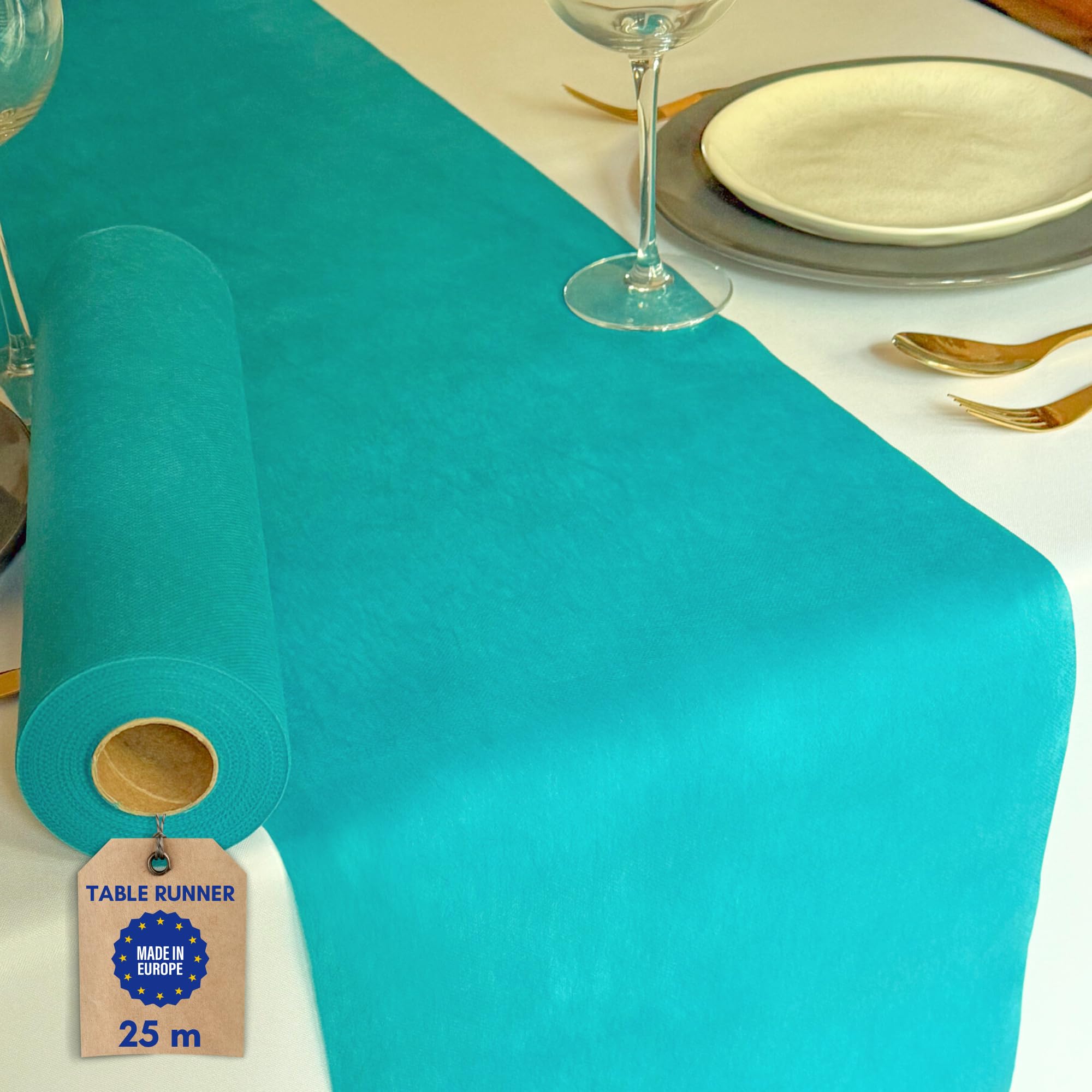 NATUARTE, Blue Table Runner, Felt Roll of 25 meters x 30 centimeters, Table Decoration, Wedding Decoration Fabric, Baptisms, Communions, Birthdays, Crafts Fabric, Turquoise Blue Color — image 1