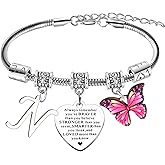 Wimeiren Inspirational Gifts for Women Letter A-Z Motivational Bracelet Initial Butterfly Charm Bracelet Encouragement Gift for Daughter Granddaughter Sister Best Friend Christmas Birthday Gifts