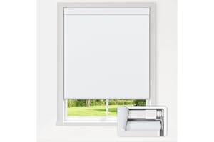 LazBlinds No Drill Blinds for Indoor Windows, Blackout Roller Shades, Cordless Window Blackout Blinds, Thermal Insulated Fabric UV Protection for Home and Office, 20" W x 48" H, White