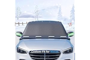 SAWUAA Custom fit for Nissan Windshield Snow Covers, 8 Layers WAaterproof Windproof Protection, Frost Defense, Ice, Sun, Snow, UV, Designed for Nissan Accessories (for Nissan Versa Note)