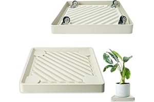 REDHUGO 2PCS Square Plant Caddy with Hidden Wheels, Heavy Duty Rolling Plant Stand Caddy with Wheels, Pot Base for Indoor Outdoor, Beige, 9.96 inches