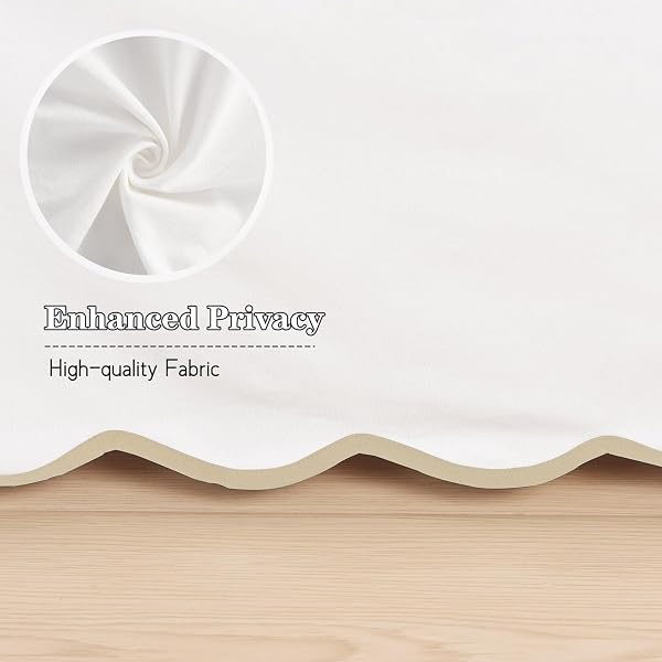 HIG OFF WHITE CHIC KING BED SKIRT – EASY FIT SCALLOP EDGE PLEATED BEDSKIRTS, 14 INCH DROP ANTI-SLIP DUST RUFFLE, THICK FABRIC FOR ENHANCED PRIVACY, PRE-WASHED FOR LONG-LASTING USE(N60022)