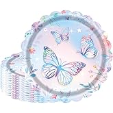 Cangmyxis 7 Inch Butterfly Paper Plates 40 Count Disposable Butterfly Dessert Plates for Birthday Party Supplies, Girls Birthday Party Decorations & Baby Shower