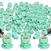 OZER Tattoo Ink Cups with Stable Base and 200pcs Tattoo Ink Skull Disposable Silicone Pigment Cup Cyan