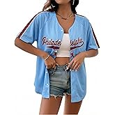 Baseball Jersey Women Game Day Shirt Baseball Player Graphic Tees Button up Short Sleeve Fan Tops