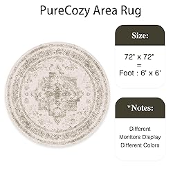 PureCozy Vintage Round Area Rug 6ft Indoor Entryway