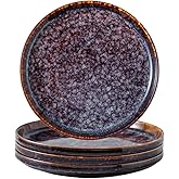KYBSCZ Ceramic dinner plates set of 4, Dessert & Salad plates for party and wedding, Microwave safe porcelain plates set, 8 Inch-Speckled Bluish Purple