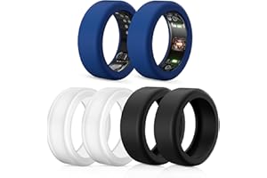 POLYJOY 6 Pack Ring Protector Compatible with Oura Ring Gen 3/Samsung Galaxy Ring/ULTRAHUMAN Ring AIR/RingConn, Silicone Ring Cover Working Out Accessories Men Women-2Black+2Clear+2Blue-S for 5 6 7 8 9 10