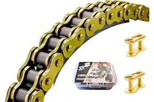 CBECMTCAM 420 Chain 132 Links for 212cc Go Kart Mini Bike 50-125cc SSR TaoTao Coolster Apollo Baja Kazuma Chinese ATV 4 Wheeler Quad Pit Dirt Bike (1, Gold, 132L)