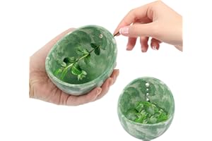 VELARIONNA Pottery Herb Stripper Bowl, Handmade Ceramic Herb Peeling Cup with Different Hole Sizes for Separating Leaves and Stems(Color:Green)