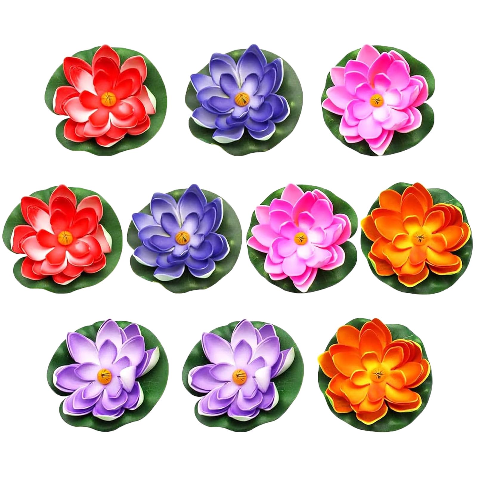 aupawdy 10 PCS Artificial Foam Lotus Waterproof Lotus Fake Floating Pond Plants for Garden Pond Aquarium Fish Tank Decoration
