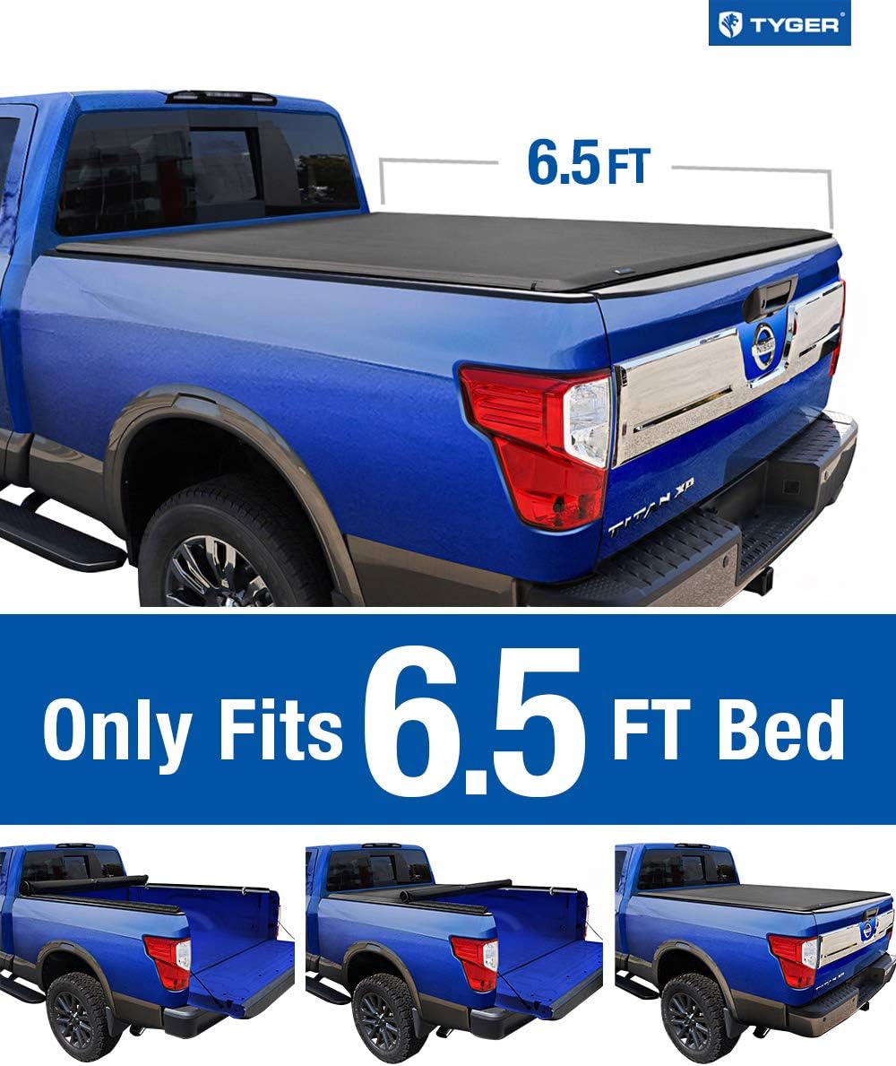 Amazon Com Tyger Auto T1 Soft Roll Up Truck Bed Tonneau Cover For 2017 2020 Nissan Titan Without Titan Box Fleetside 6 5 Bed Tg Bc1n9049 Black Automotive