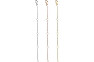 Milacolato 3Pcs Sterling Silver Necklace Chain Extenders in Gold, Rose Gold and Silver Strong Lobster Clasp Bracelet Anklet Necklace Extenders Set for Women Adjustable Length 2" 3" 4"