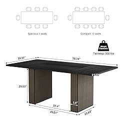78 Inch Dining Table for 6 8 10, Modern Farmhouse