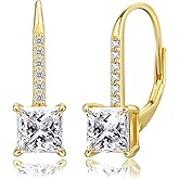 KRKC Moissanite Earrings, 1.0ct-2.0ct D Color Lab Created Diamond Earring, 14k White Gold Plated Sterling Silver Dangle Earrings S925 Leverback Drop Earring for Women Hypoallergenic Jewelry for Gifts