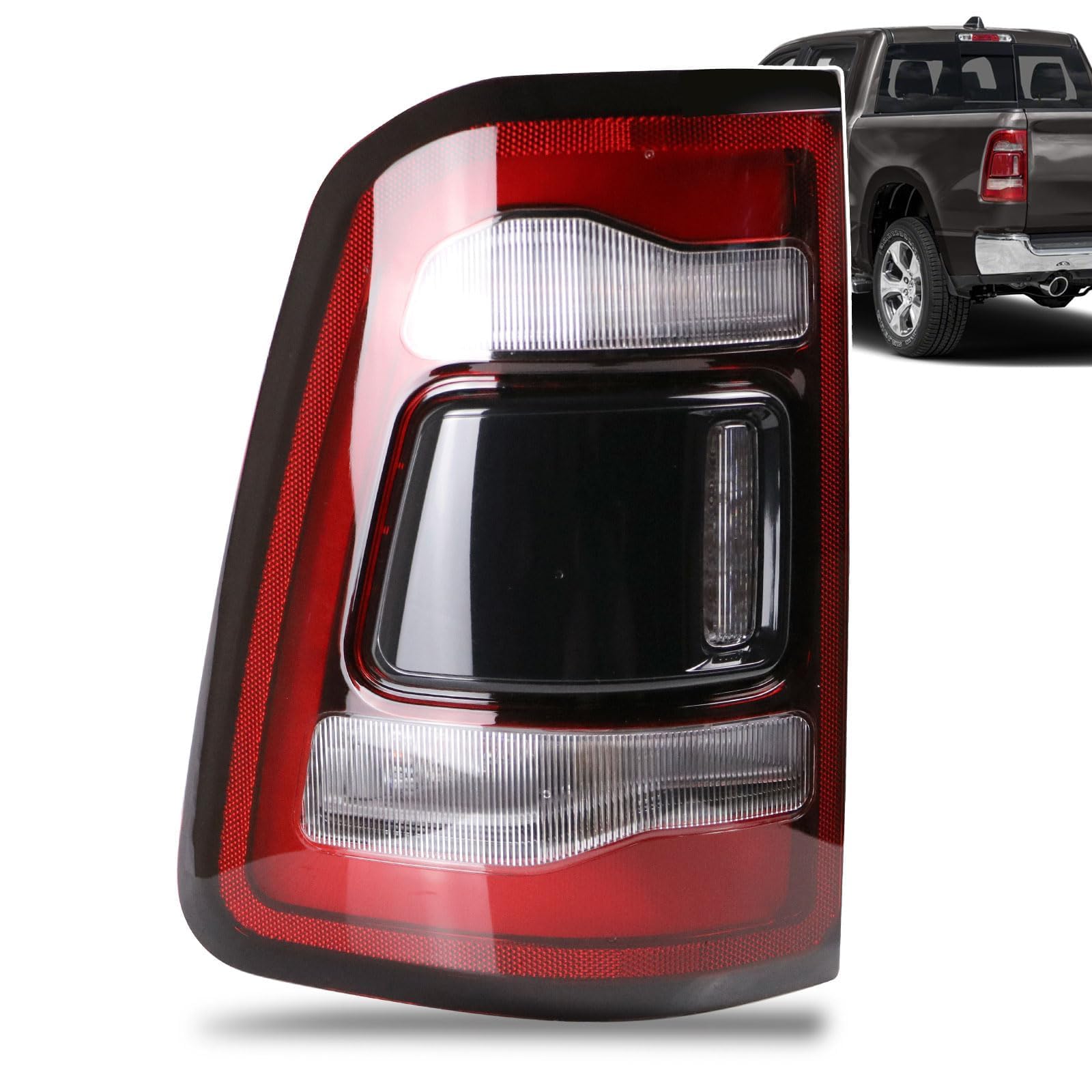 Photo 1 of Lathsy LED Tail Light Black Cover with Blind Spot Compatible With 2019-2023 Dodge Ram 1500 Left Driver Side Replace 68262533AH