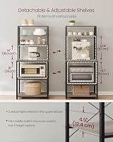 VASAGLE Kitchen Storage Rack Coffee Bar 6 Shelves 6 Hooks 40x60x167 cm view 7