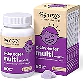 Renzo's Picky Eater Kids Multivitamin with Iron, Dissolving Kids Vitamins with Vitamin D3 & K2 and More, 60 Sugar-Free Melty Tabs, Cherry Mo’ Cherry Flavored