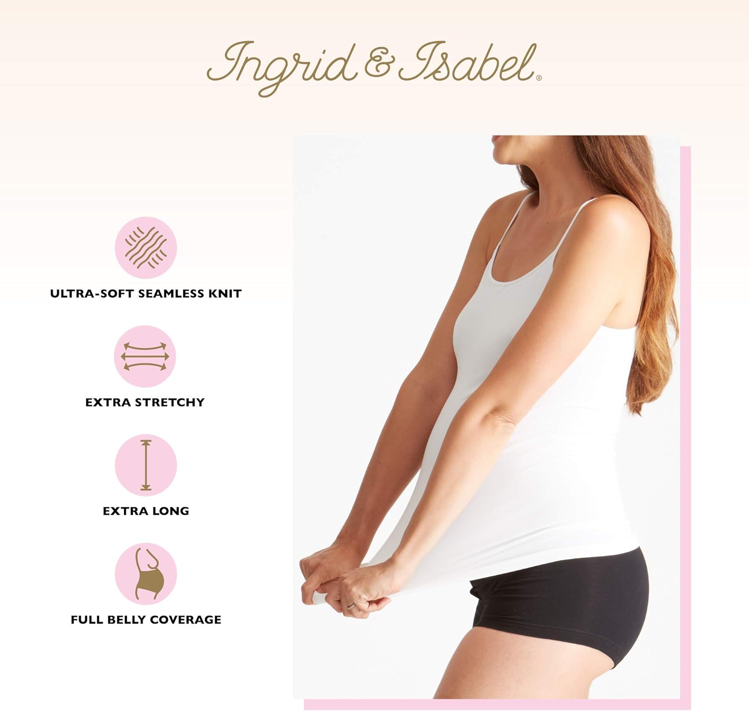 Ingrid & Isabel Seamless Maternity Cami | X-Long | Designed for Growing Bellies at  Women’s Clothing store: Fashion Maternity Tank Top And Cami Shirts