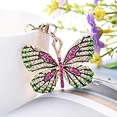 Grtdrm Cute Butterfly Shape Crystal Rhinestone Sparkling Keychain Bag Pendant Handbag Charm for Women Girls