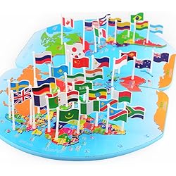 Monique Wooden Puzzle World Map Board Flag Matching