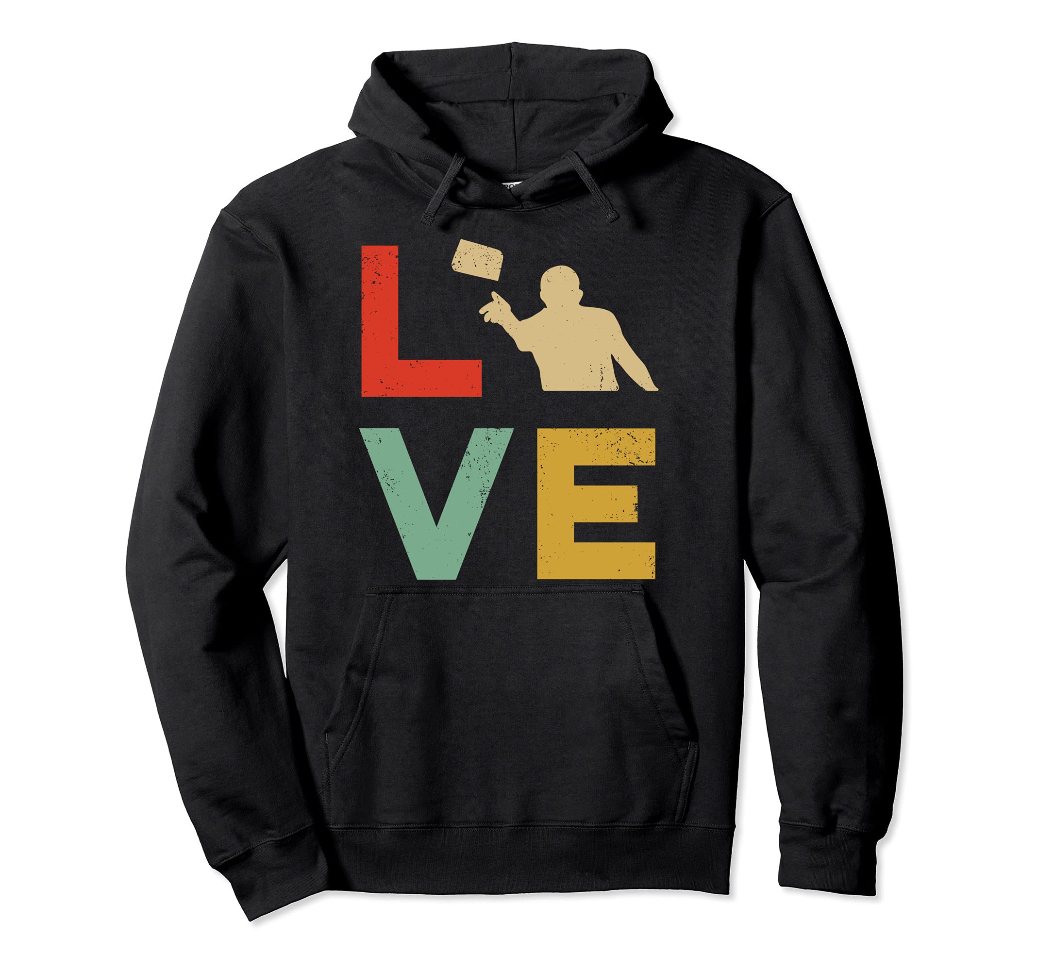 Love Cornhole Vintage Retro Style Team Tournament Pullover Hoodie
