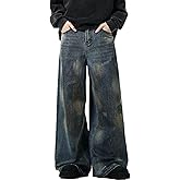 Men's Y2K Jeans Vintage Baggy Jean Pants Grunge Aesthetic Skater Pants Streetwear Relaxed Fit Jeans Trousers