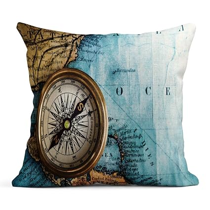 Amazon Com Tarolo Throw Pillow Covers Parchment Compass On