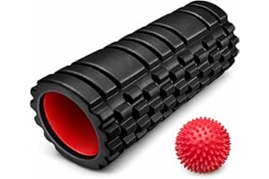 OVTSPO Foam Roller Massage Roller for Muscle Recovery, Red PP Core + Spiky Ball, Textured Back Roller for Home Gym Warm-Up & 
