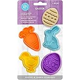 R&M Easter Cookie Cutter 2" Cookie, Pastry, and Fondant Stampers, Carrot, Bunny, Chick and Egg, 4-Piece Set