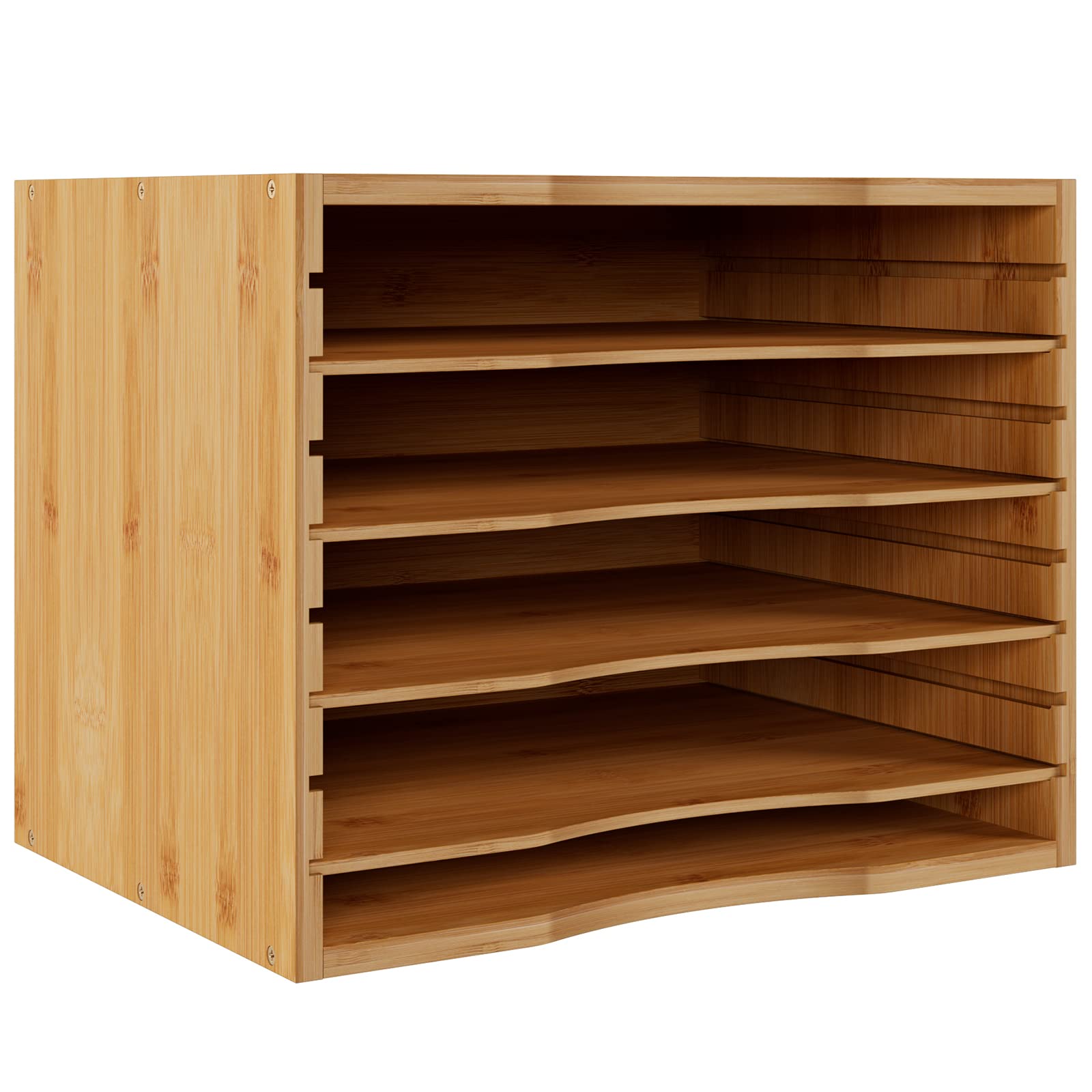 Photo 1 of Bamjoy Bamboo 5 Tier Desktop Organizer, Paper Organizer Mail Sorter, File Holder Letter Document Storage with Adjustable Shelves for School Home Office, Natural