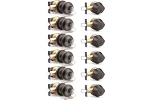 Brotima 6 Pack Keyed Alike Front Door Knob and Deadbolt Set, Entry Door Locksets with Single Cylinder Deadbolt, Oil Rubbed Bronze Flat Round Door Lock Set for Bedroom/Office/Exterior Doors