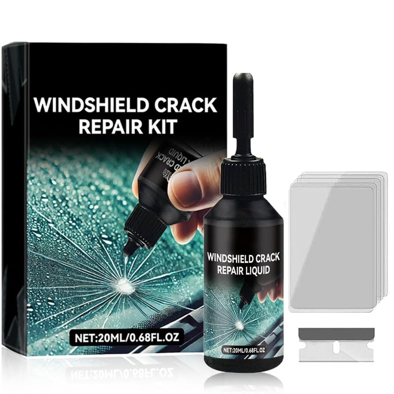 Photo 1 of Windshield Crack Repair Kit Glass Repair Liquid for Cracks Window Crack Re-Pair Kit for Windshields Windows Mirrors All Crack Types