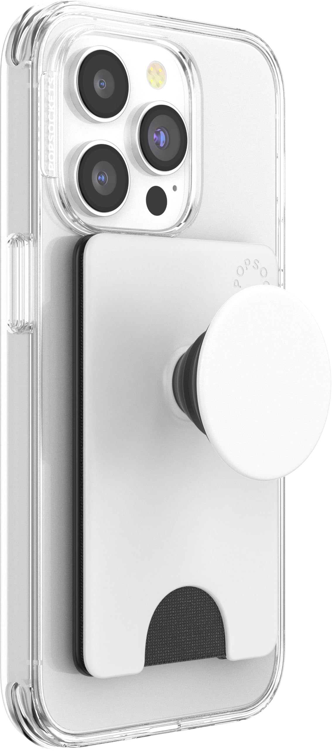 PopSockets Phone Wallet with Expanding Kickstand, Phone Card Holder - White — image 1