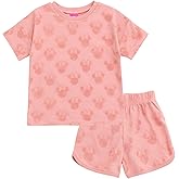 Disney Minnie Mouse French Terry Drop Shoulder T-Shirt & Dolphin Shorts Outfit Infant to Little Kid Sizes (18 Months - 7-8)