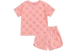 Disney Minnie Mouse French Terry Drop Shoulder T-Shirt & Dolphin Shorts Outfit Infant to Little Kid Sizes (18 Months - 7-8)