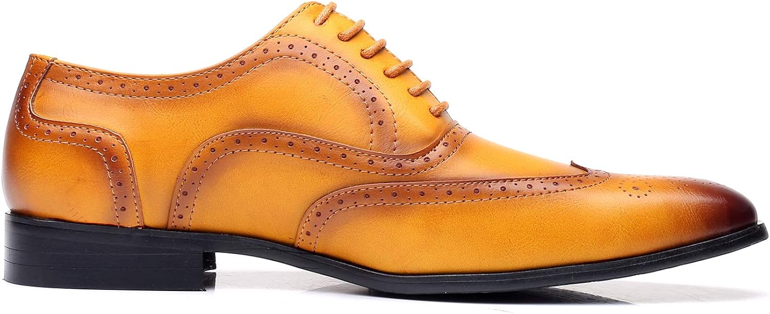 Jumuland Mens Business Leather Dress Shoes Classic Modern Pointed Toe Lace up Oxford for Men