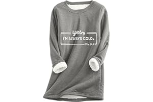 azrian yes,I'm Always Cold. me 24:7 Women Thick Fuzzy Lined Blouses Fall Winter Warm Base Tops Casual Fashion Blouses Sweater