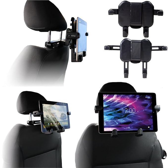 Navitech tragbar In Auto Kopfstütze / Rücksitz Schwarz Expandable feste Griff Halterung für die MEDION LIFE Portabler DVD-Pla