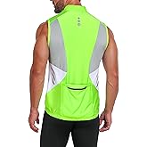 Little Donkey Andy Men's Half Zip Breathable Cycling Vests Reflective Sleeveless Jerseys Lightweight Bicycle Running